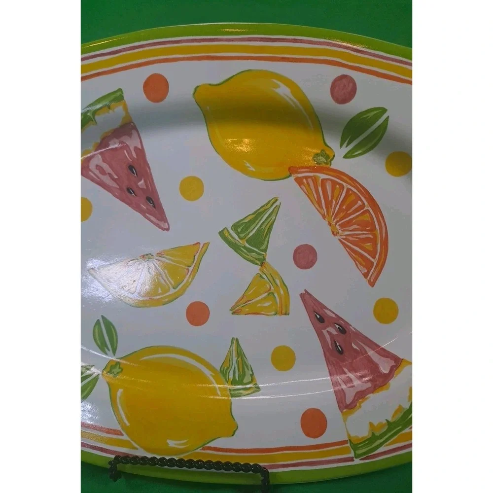 Partylite Ceramic Platter Summerfest Collection Lemons Limes Watermelon‎ Oranges